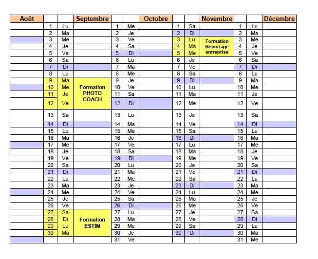 Calendrier actions FFPMI Normandie 2ème semestre