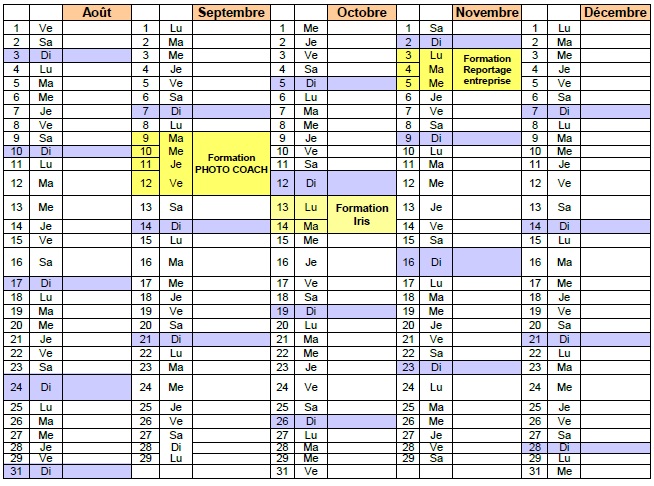 Calendrier actions FFPMI Normandie 2ème semestre